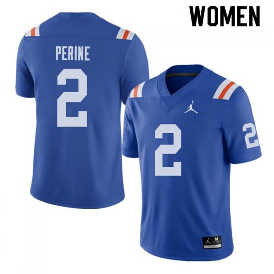 Women's Florida Gators #2 Lamical Perine NCAA Jordan Brand Royal Throwback Alternate Authentic Stitched College Football Jersey KRF2362MY